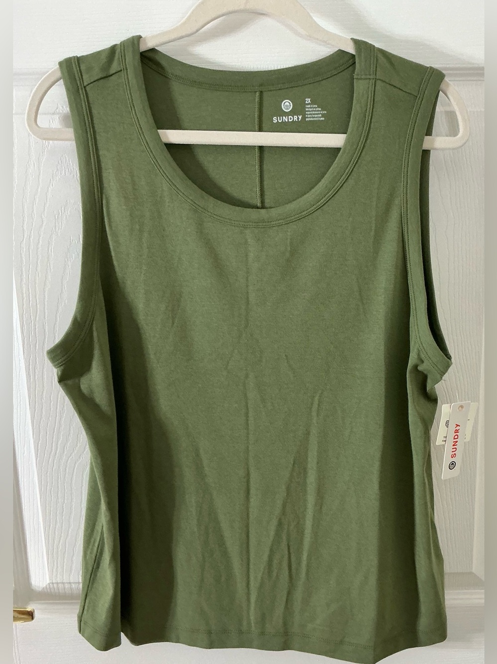 Sundry Olive Green Ribbed Crewneck Tank